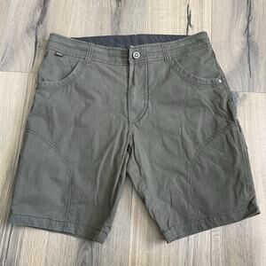Kuhl Ramblr Shorts Mens Size 34 Green Outdoor Hiking Casual Zip Pocket 9” Inseam